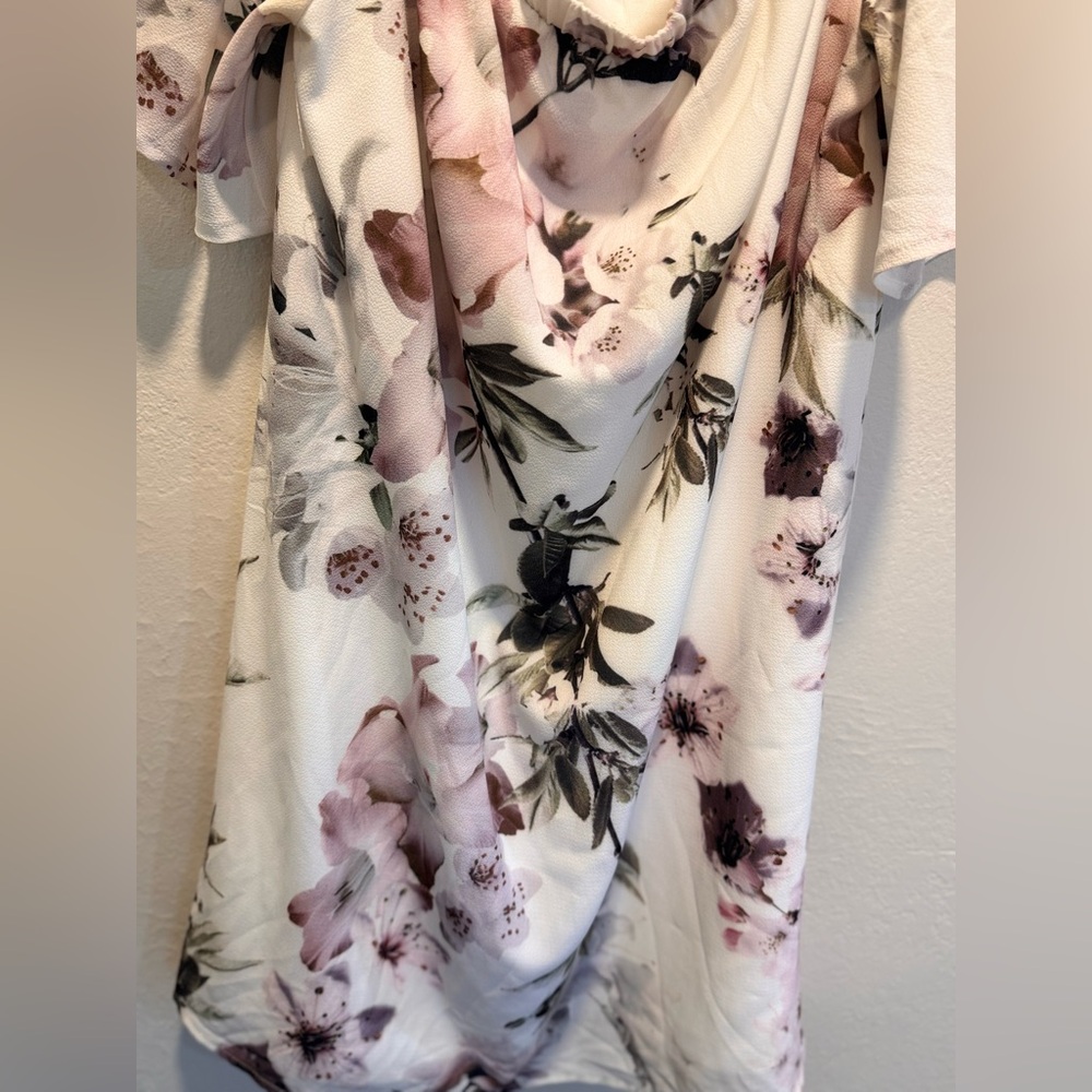 Lulu’s Dream of You Ivory Floral Print Off-the-Shoulder Shift Dress Medium M - Picture 3 of 9
